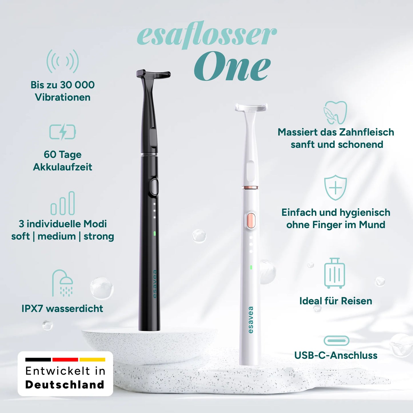 esaflosser One – Elektrische Zahnseide für sanftes Reinigen der Zahnzwischenräume