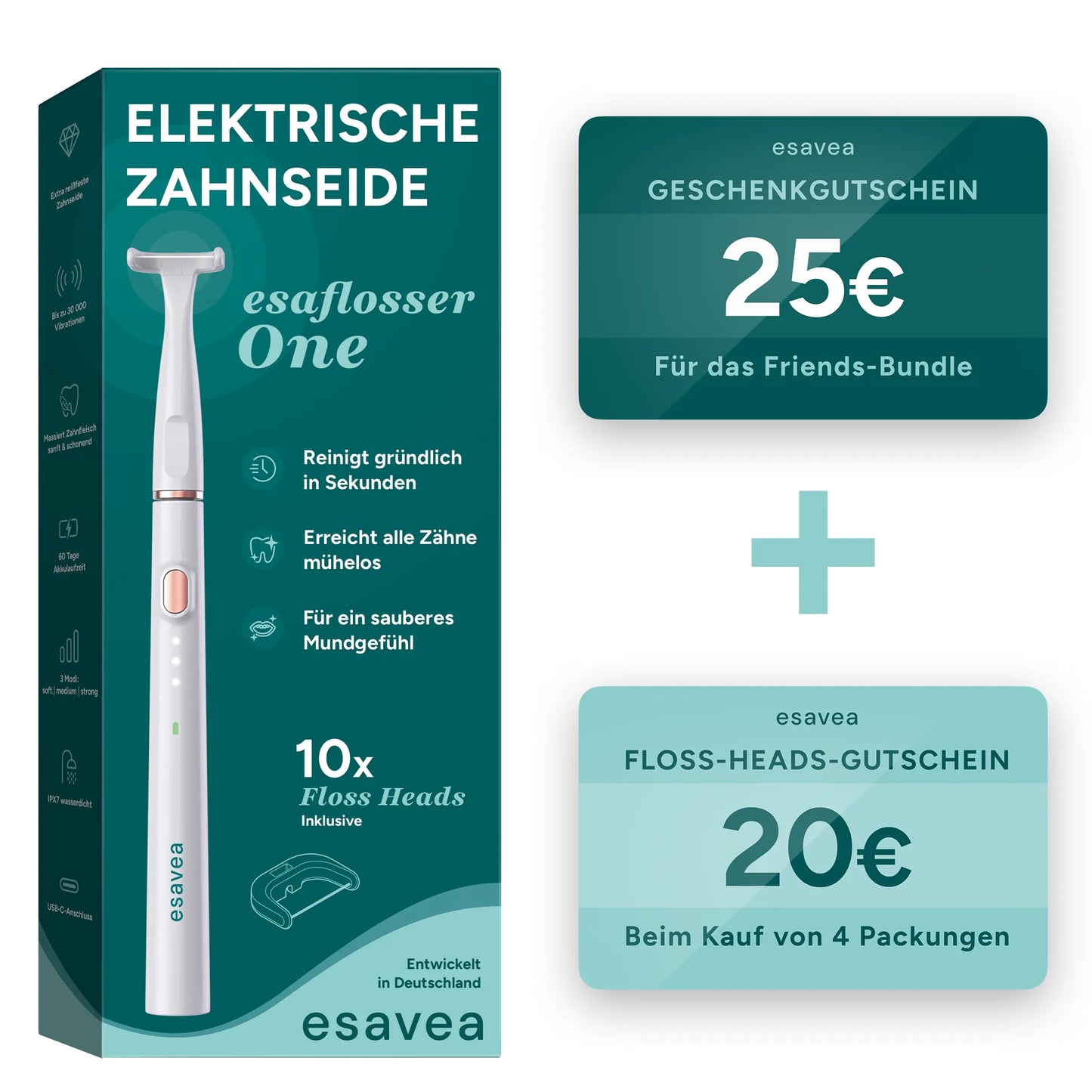 VIP-BUNDLE inkl. esaflosser One + 25€ Gutschein + 20€ VIP Gutschein für Floss Heads