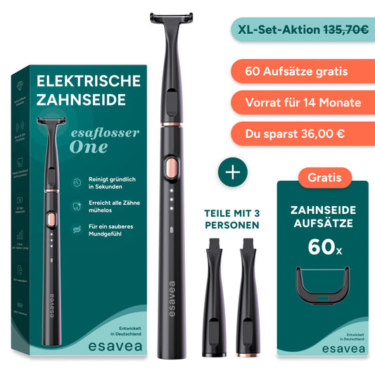 Elektrische Zahnseide XL-Set inkl. 2 Connectoren und 60 Aufsätzen