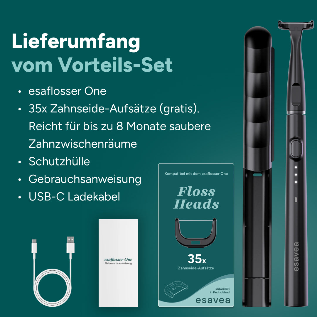 Elektrische Zahnseide Vorteils-Set inkl. 35 Aufsätzen