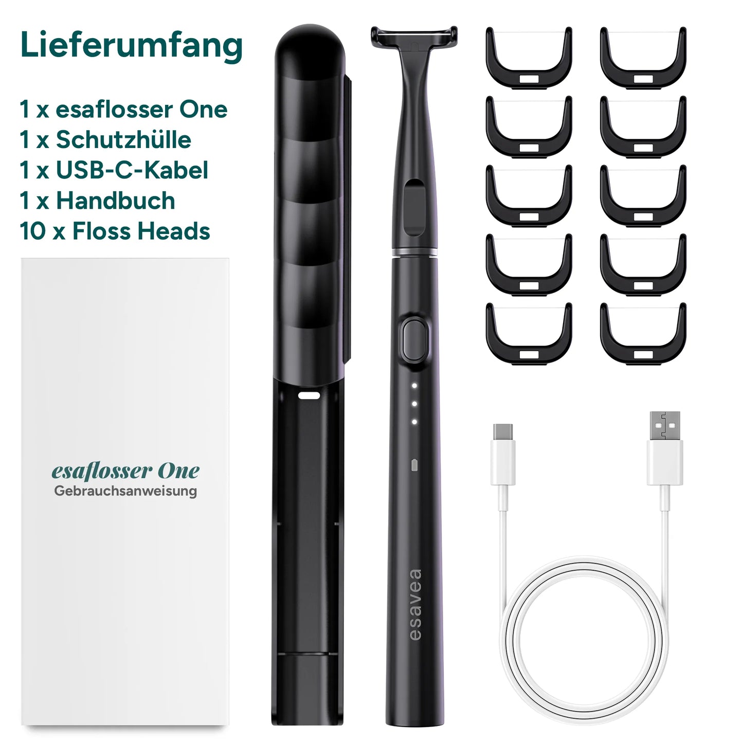esaflosser One – Elektrische Zahnseide inkl. 10 Aufsätzen