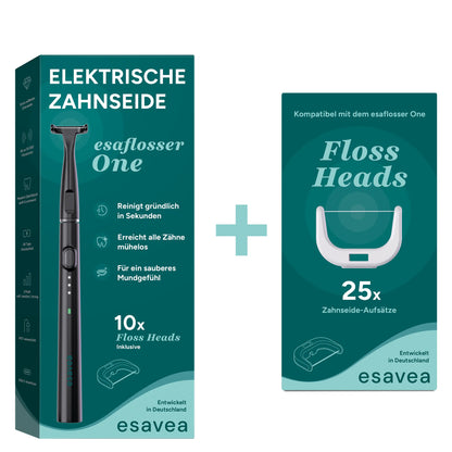 FRIENDS-BUNDLE: esaflosser One + 25 Floss Heads gratis (Vorrat für ca. 8 Monate)