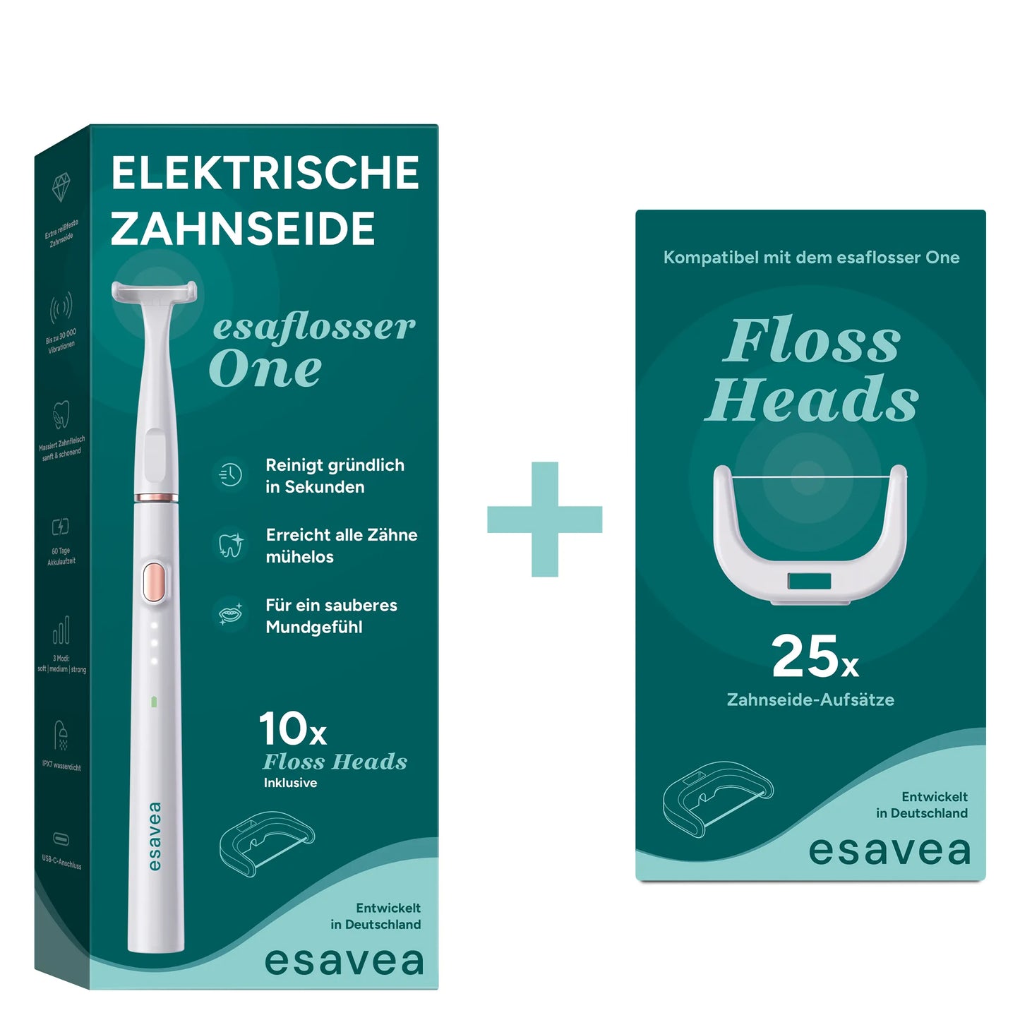 FRIENDS-BUNDLE: esaflosser One + 25 Floss Heads gratis (Vorrat für ca. 8 Monate)