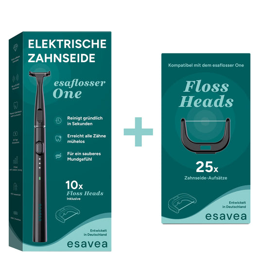 FRIENDS-BUNDLE: esaflosser One + 25 Floss Heads gratis (Vorrat für ca. 8 Monate)